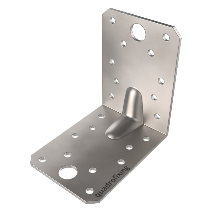 Edelstahl-Winkelverbinder mit Verstärkung 90 × 90 × 65 mm
