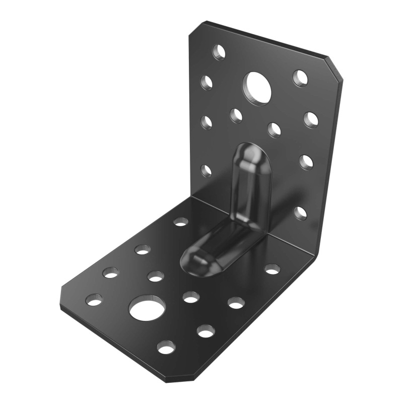 Winkelverbinder mit Rippe, schwarz (1 Stk.)