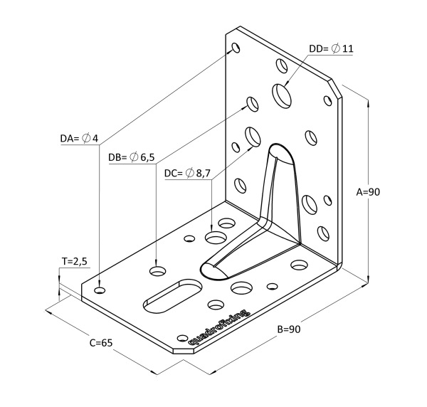 Winkelverbinder mit Rippe, schwarz (1 Stk.) 4
