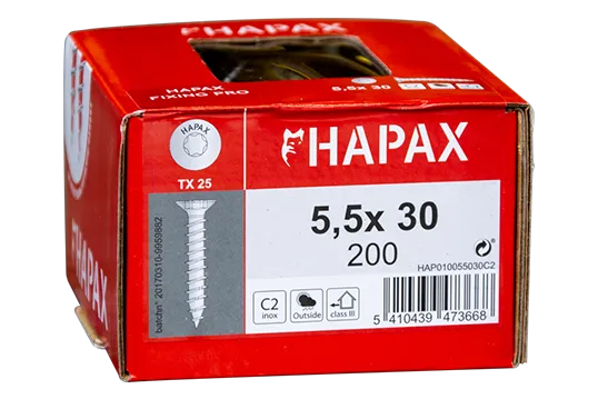 HAPAX FIXING PRO Schrauben 5,5 mm, Edelstahl A4 (100/200 Stück)