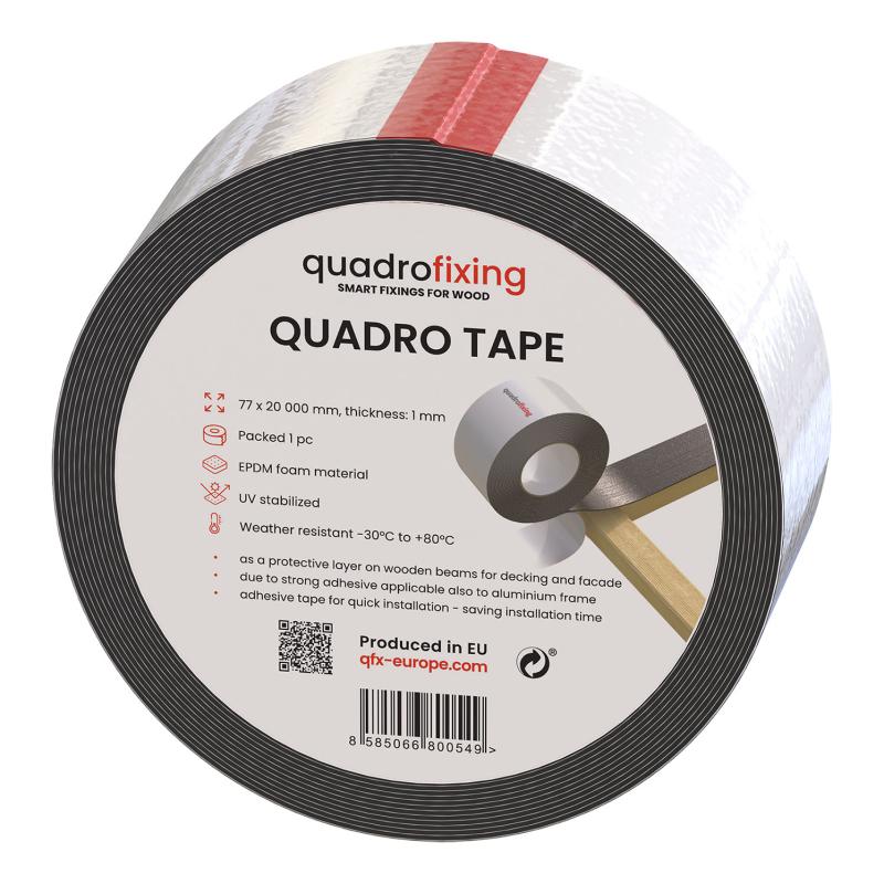 EPDM-Band für Holzschutz - QUADRO TAPE (1x77x20000 mm) Terrassenband