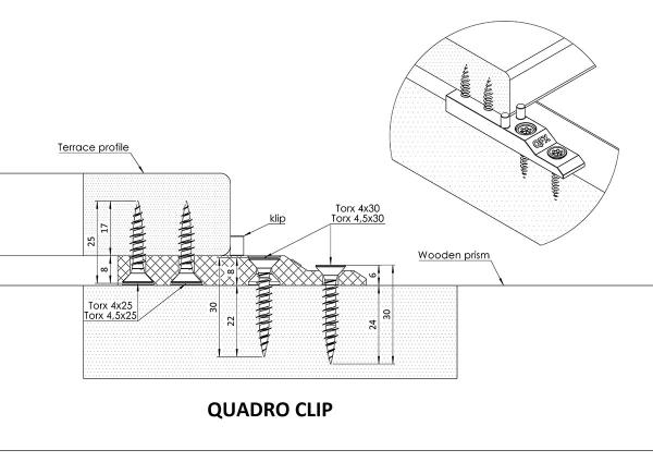 Terrassenverbinder QUADRO CLIP (100 Stück), ohne Schrauben