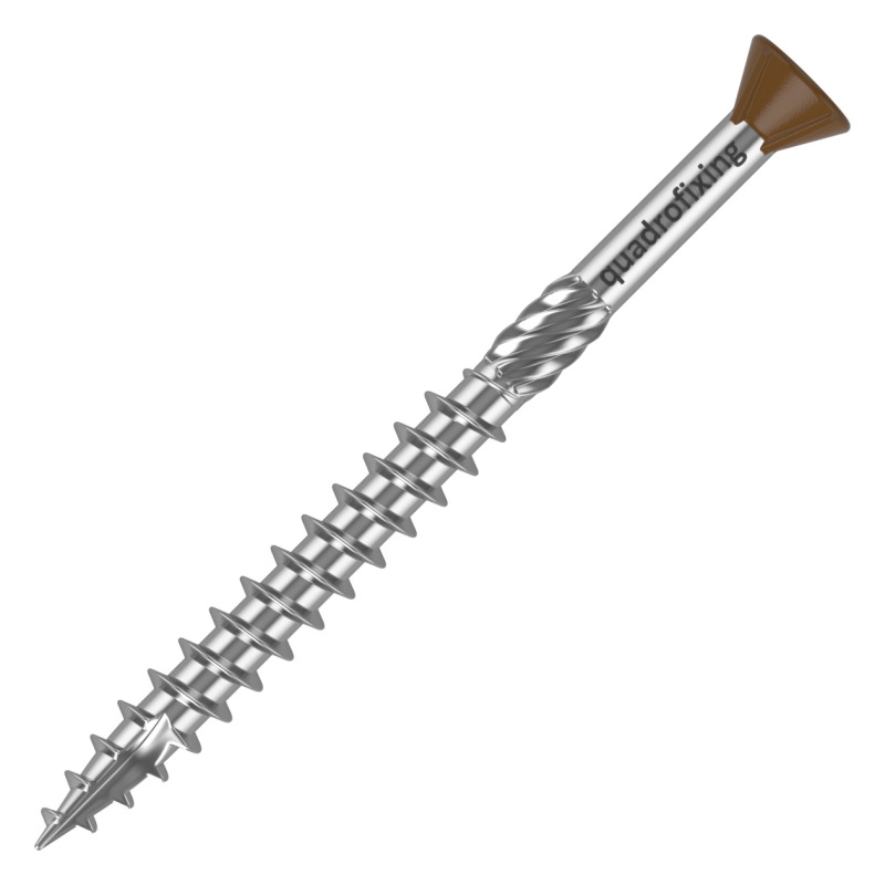 Braune Edelstahlschrauben 4,0–5,0 mm (200 Stk + Bit) QUADROFIX BROWN
