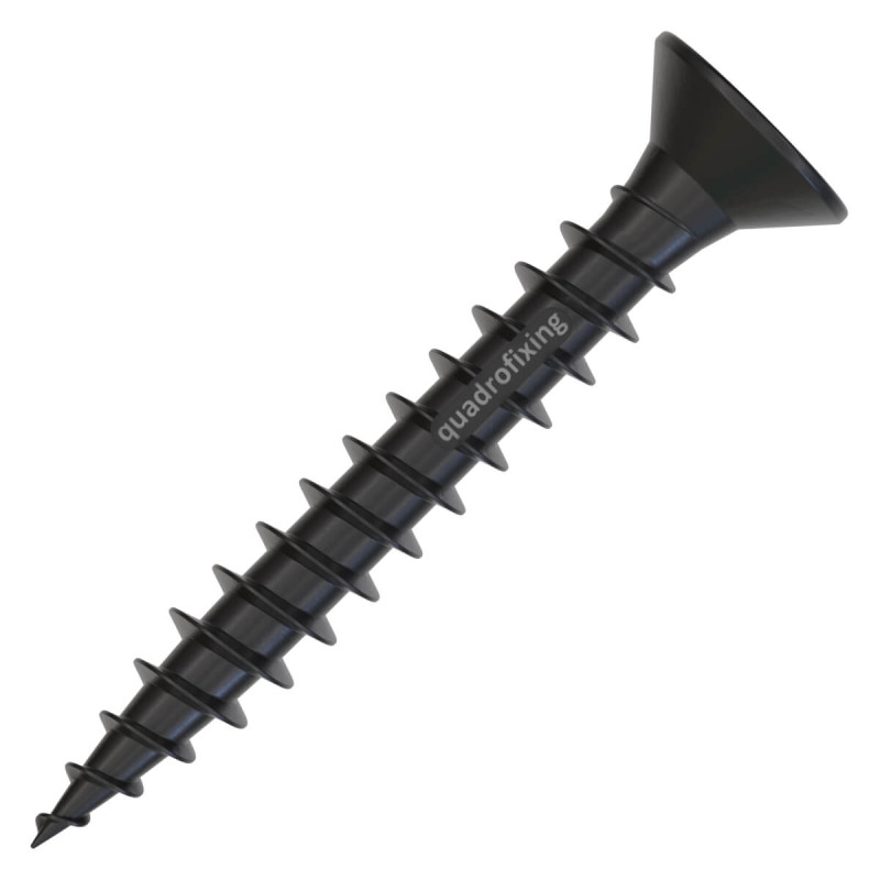 Schwarze Edelstahl-Schrauben für Holz, gewachst (200 Stück + Bit), für Quadro Clip