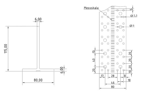 Konsole für verdeckte Verbindungen, Aluminium, 115x80x2000 mm - Eurotec T-Profil 7