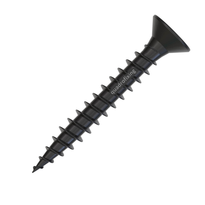 Schwarze Edelstahl-Schrauben für Holz, gewachst (200 Stück + Bit), für Quadro Clip 2