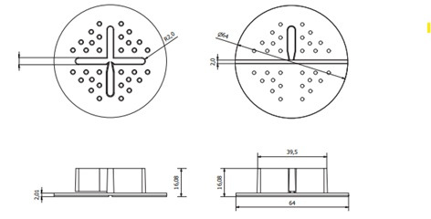 Plattenlager – fest, Höhe 2 mm, transparent (Ø 64 mm) 2