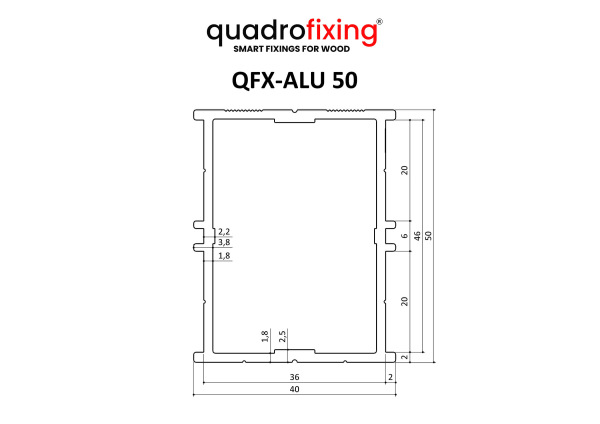 Schwarzes Aluminium-Terrassenprofil 50x40x4000 mm | QFX-ALU 50 BLACK 3