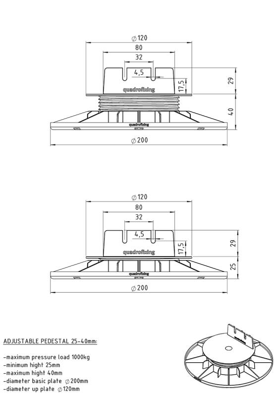 Verstellfüße Für Terrassen 25-40 mm