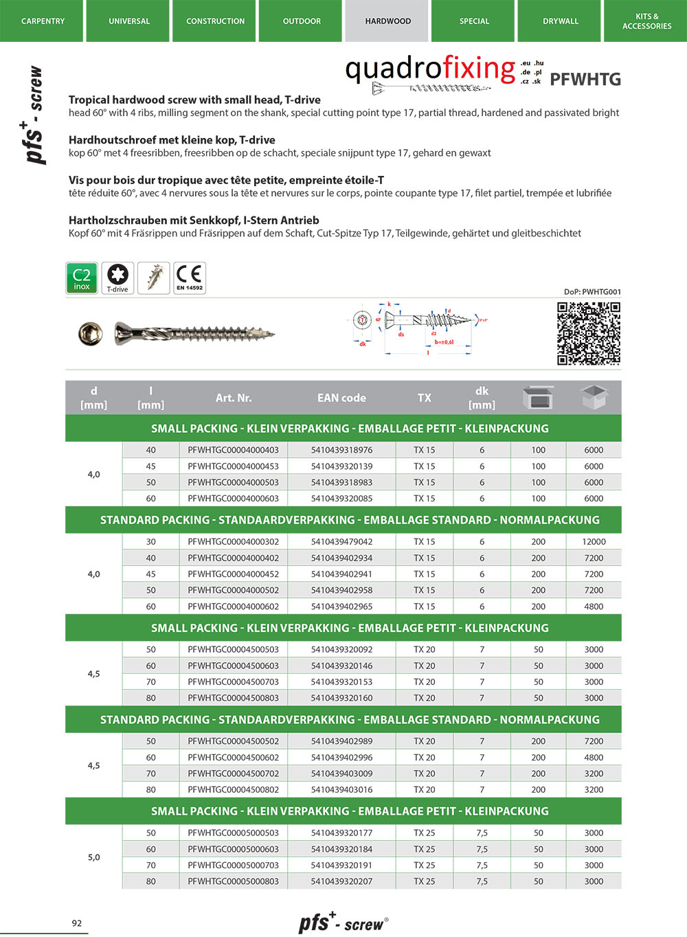 Technisches Datenblatt Edelstahl-Terrassenschraube C2 von quadrofixing 1